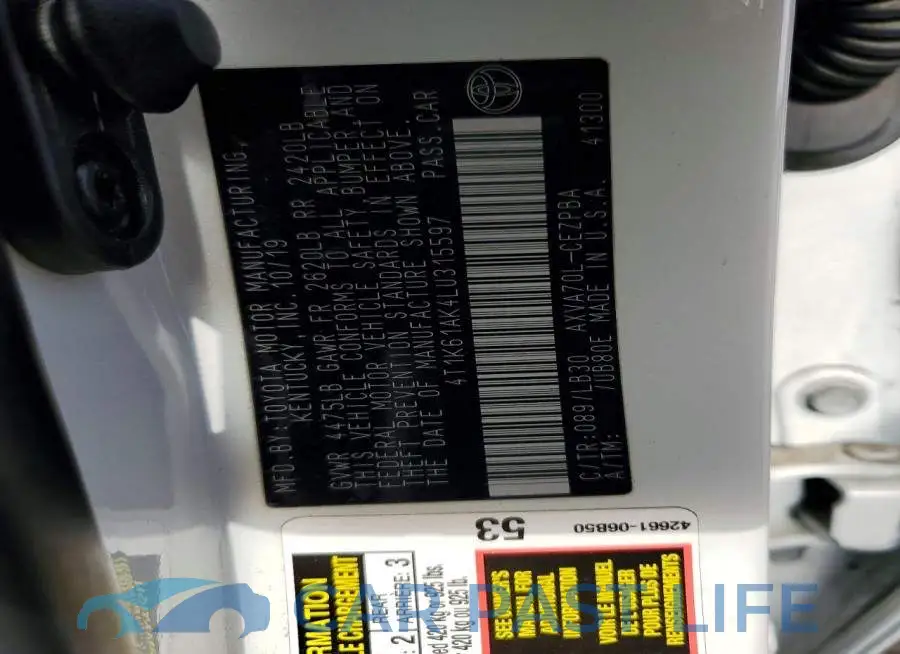 4T1K61AK4LU315597# 12
