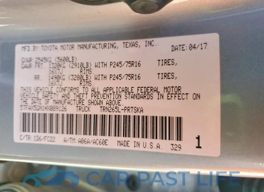 5TFAX5GN1HX089126# 12