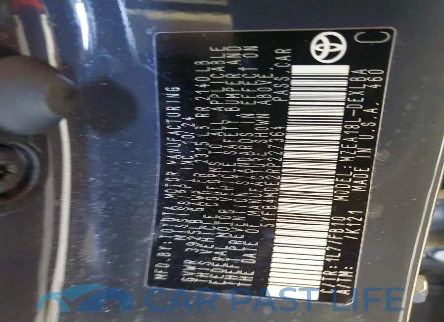 5YFB4MDE2RP227364# 12