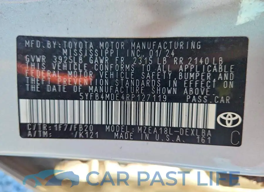 5YFB4MDE4RP127119# 12