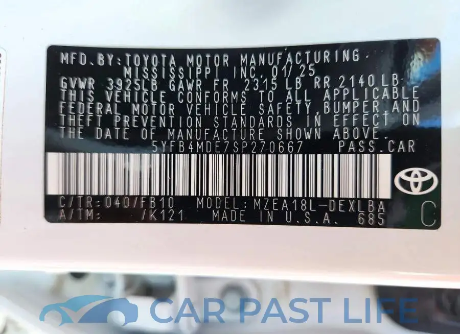 5YFB4MDE7SP270667# 12