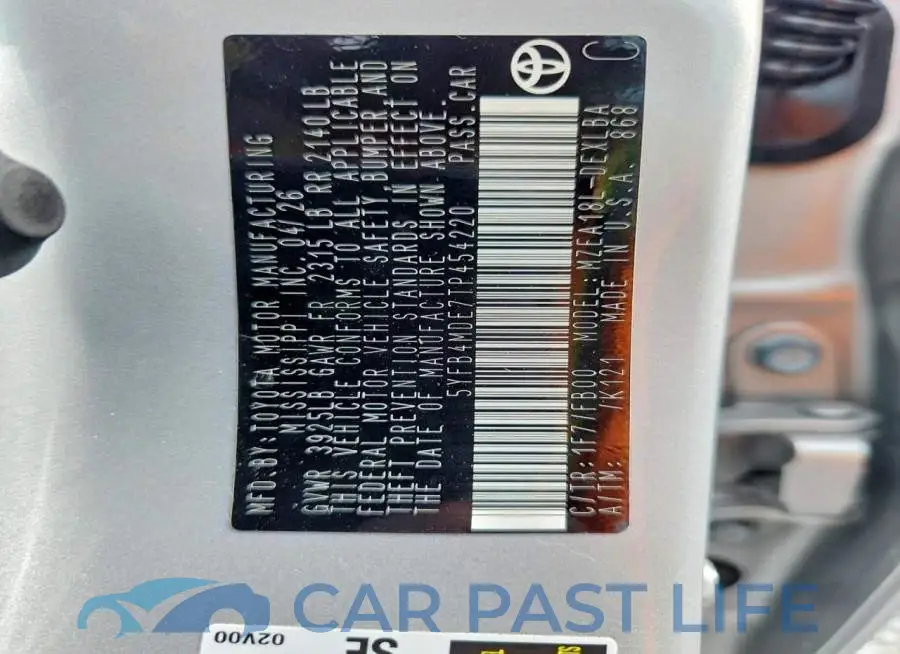 5YFB4MDE7TP454220# 12