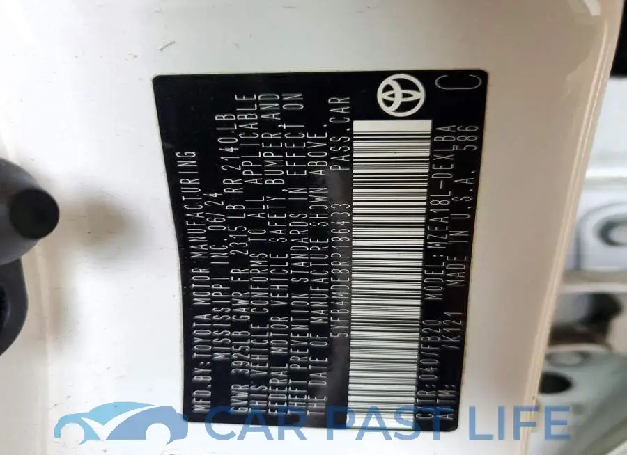 5YFB4MDE8RP186433# 13