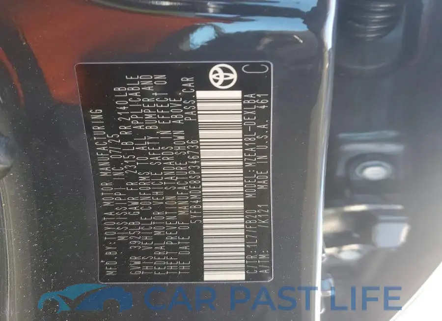 5YFB4MDE8SP346736# 12
