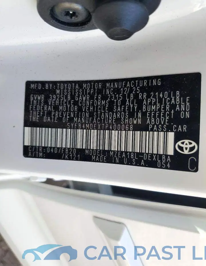 5YFB4MDEXTP400068# 12