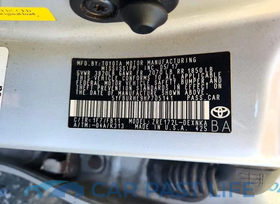 5YFBURHE9HP705141# 12