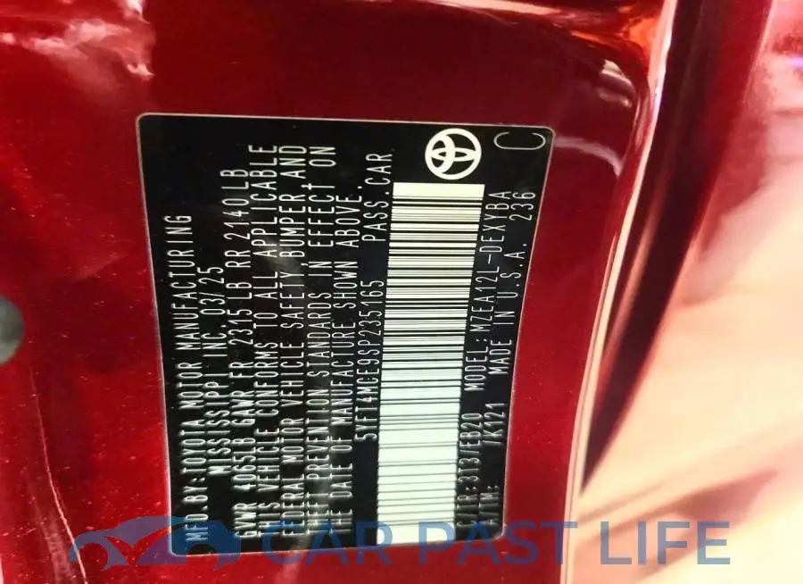 5YFT4MCE9SP235165# 13