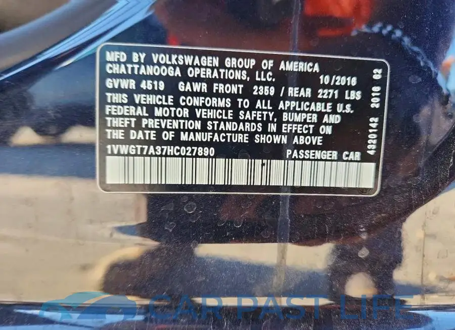 1VWGT7A37HC027890# 12