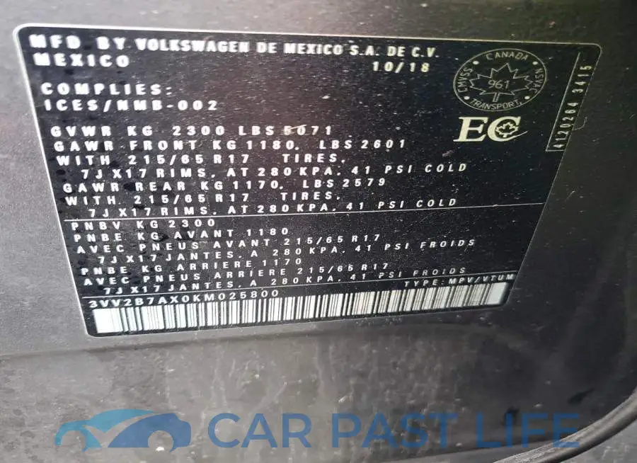 3VV2B7AX0KM025800# 13