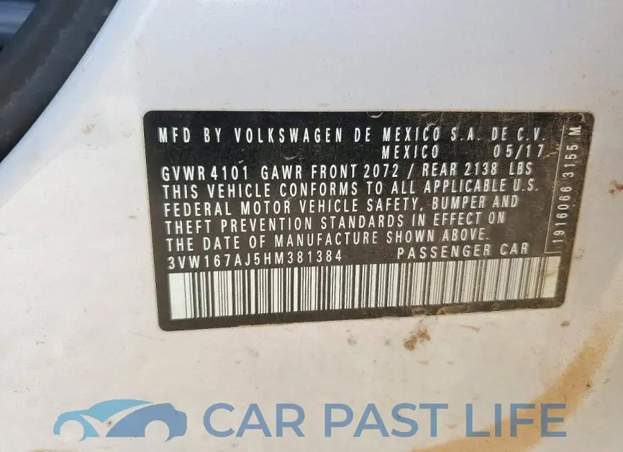 3VW167AJ5HM381384# 12