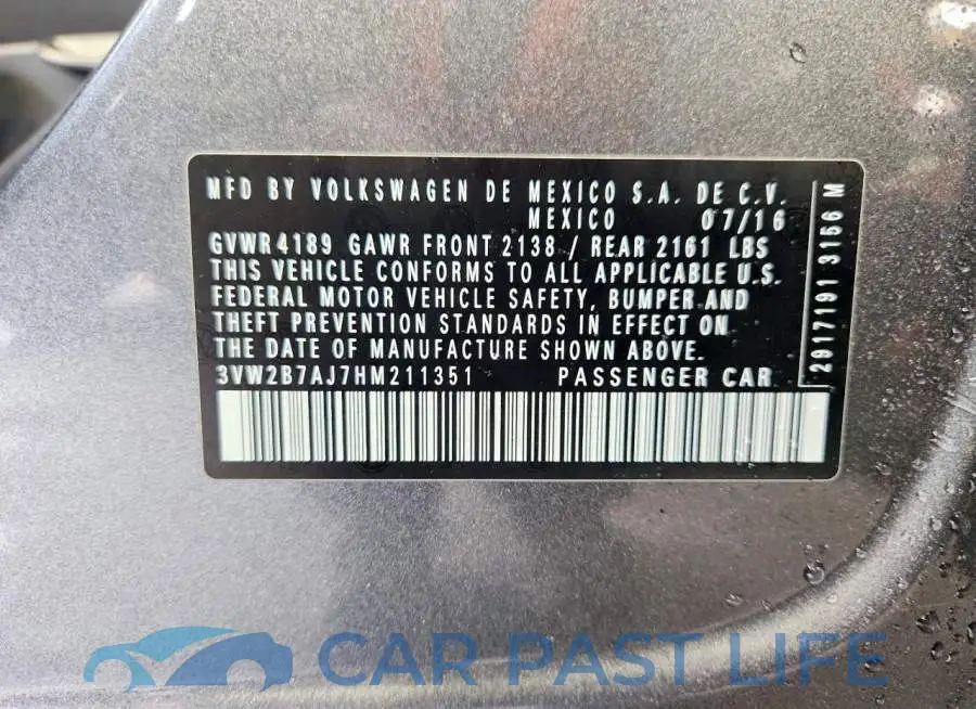 3VW2B7AJ7HM211351# 13