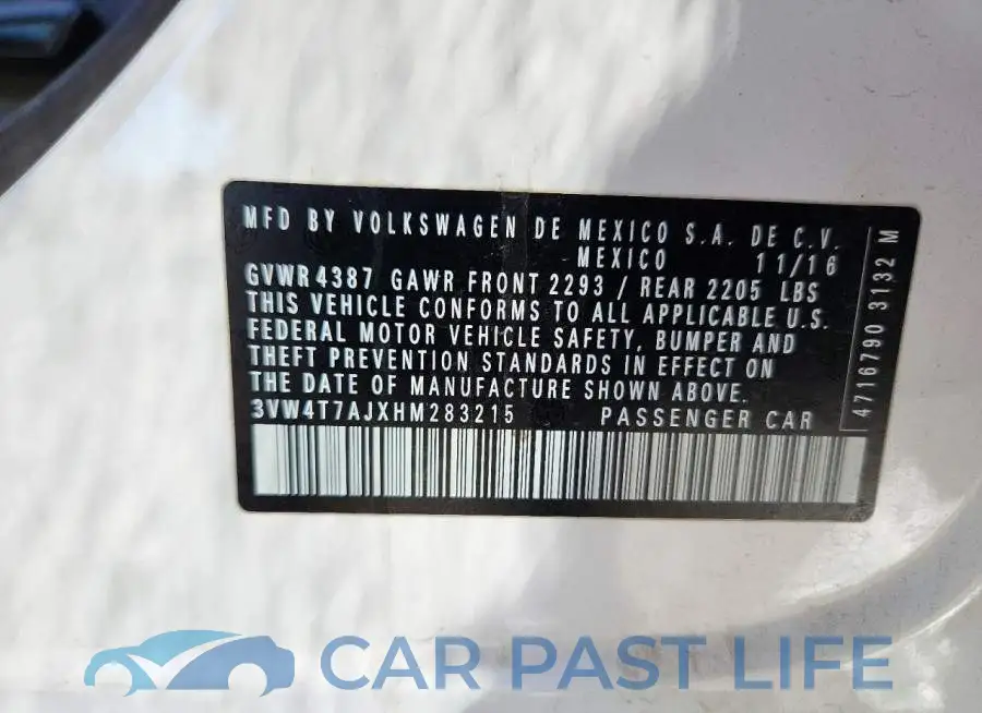 3VW4T7AJXHM283215# 12