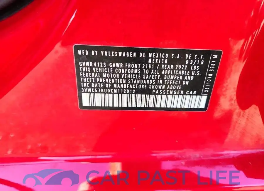 3VWC57BU0KM112012# 12