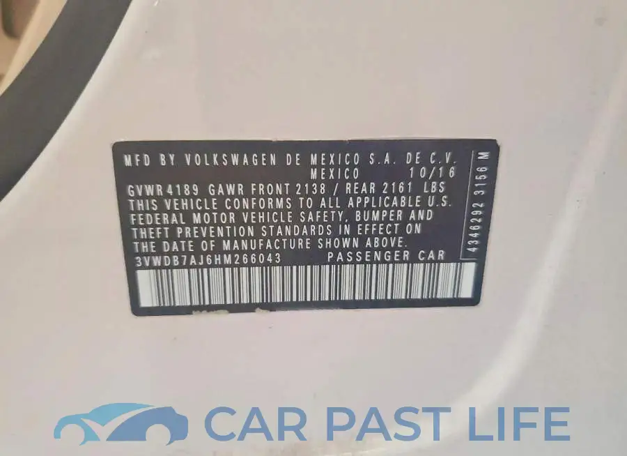 3VWDB7AJ6HM266043# 12