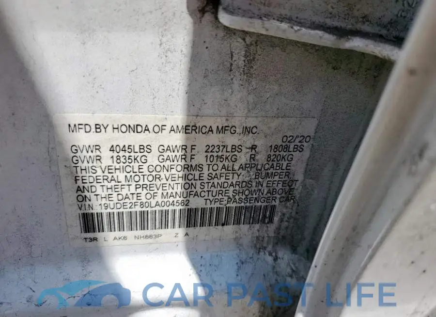 19UDE2F80LA004562# 12