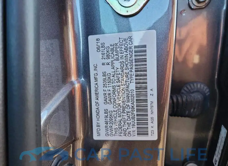 19UUB2F69KA002010# 12