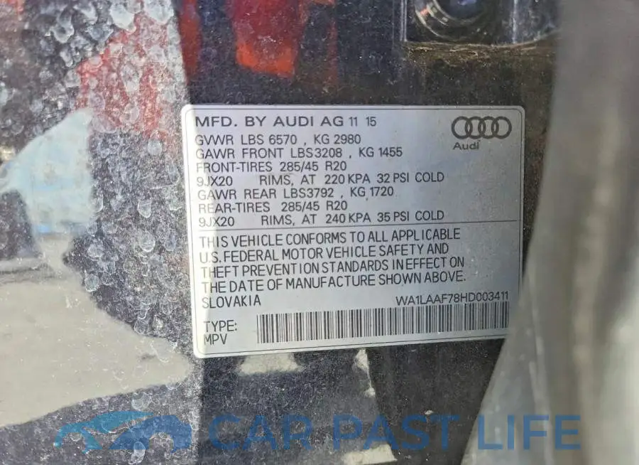 WA1LAAF78HD003411# 13