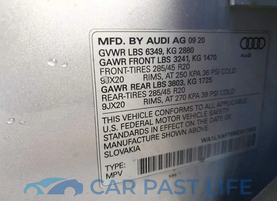 WA1LXAF75MD013600# 13