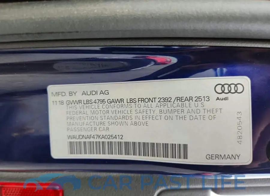 WAUDNAF47KA025412# 12
