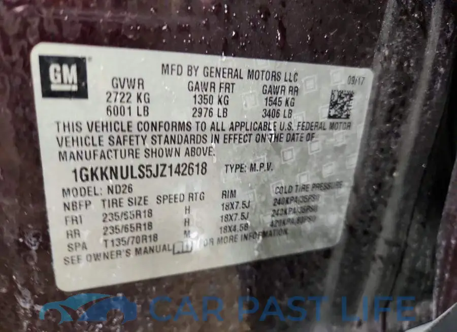 1GKKNULS5JZ142618# 13