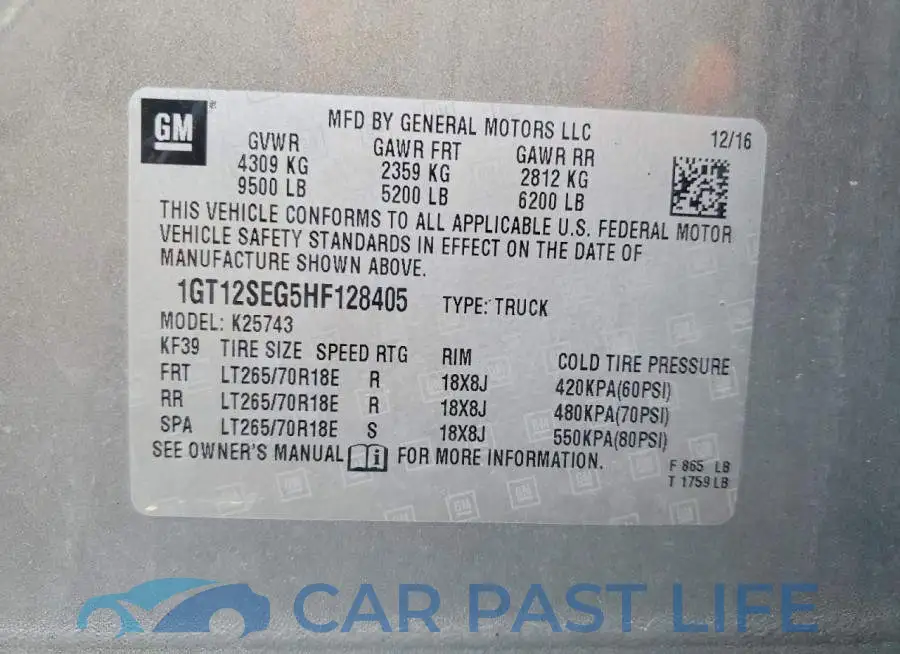 1GT12SEG5HF128405# 12