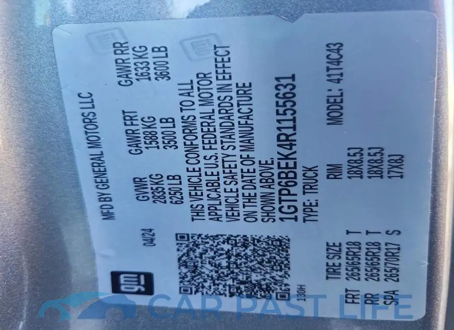 1GTP6BEK4R1155631# 12