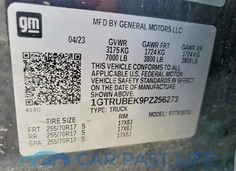 1GTRUBEK9PZ256273# 12