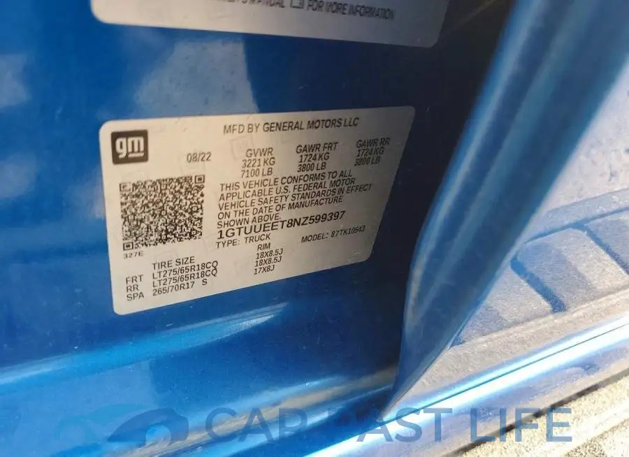 1GTUUEET8NZ599397# 12