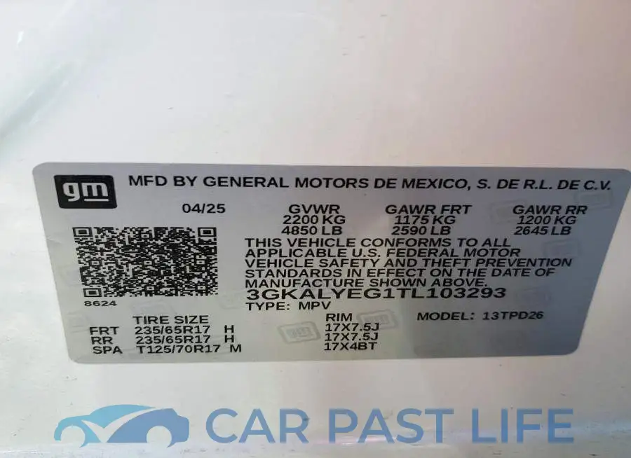 3GKALYEG1TL103293# 13