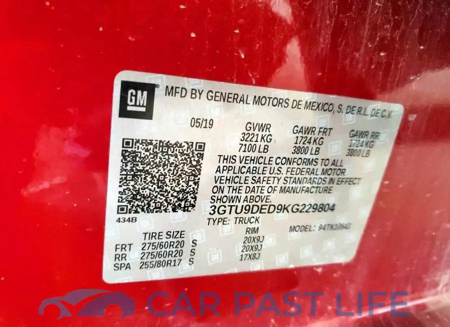 3GTU9DED9KG229804# 12
