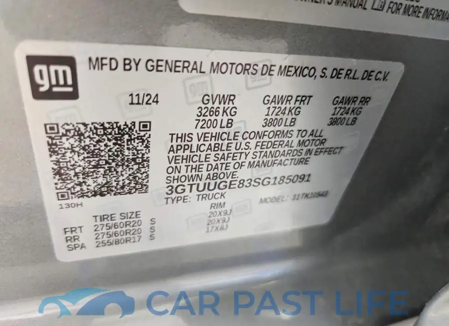 3GTUUGE83SG185091# 12