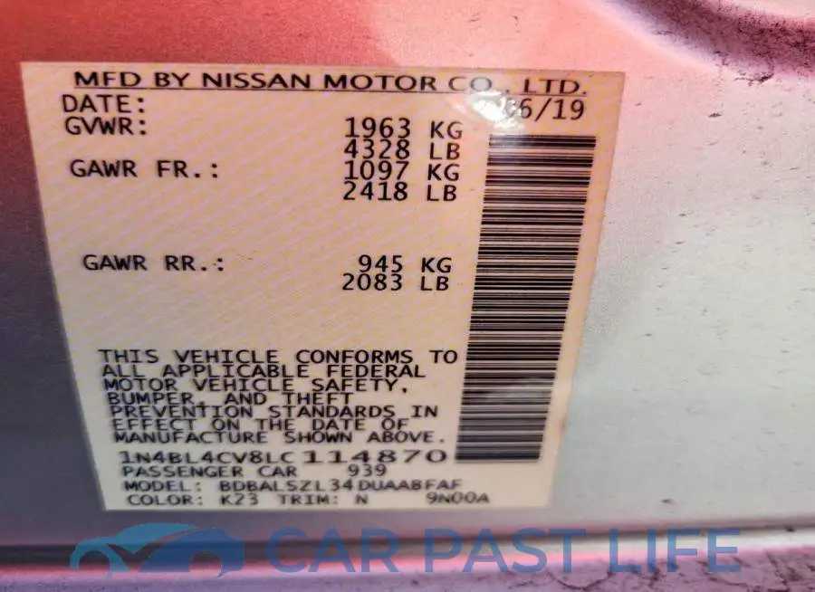 1N4BL4CV8LC114870# 12