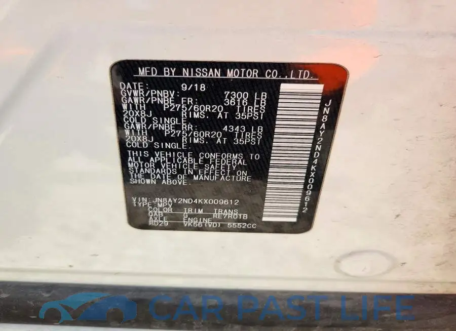 JN8AY2ND4KX009612# 13