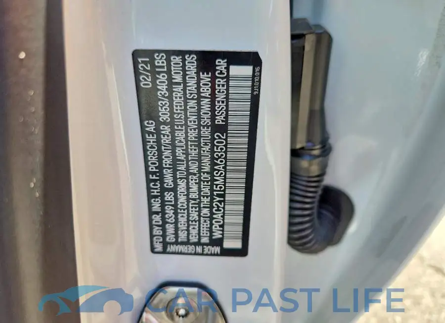 WP0AC2Y15MSA63502# 12