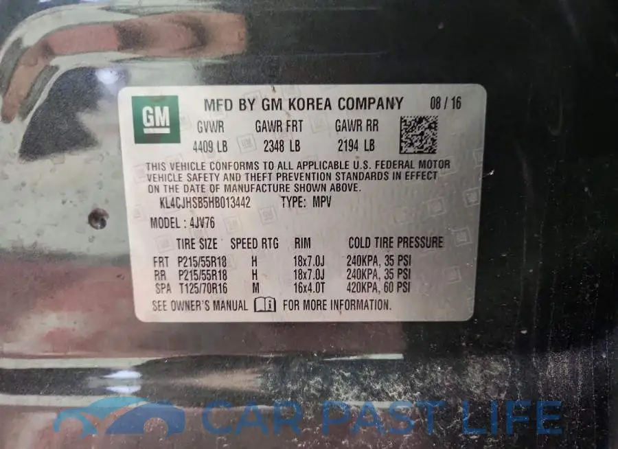 KL4CJHSB5HB013442# 13