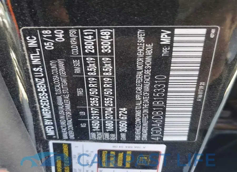 4JGDA6DB1JB153310# 13