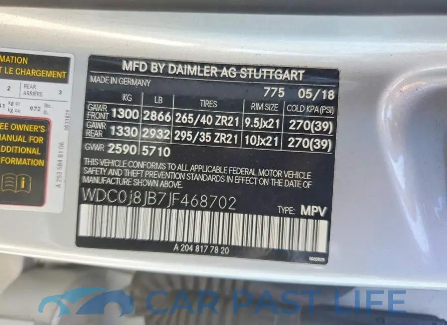 WDC0J8JB7JF468702# 13