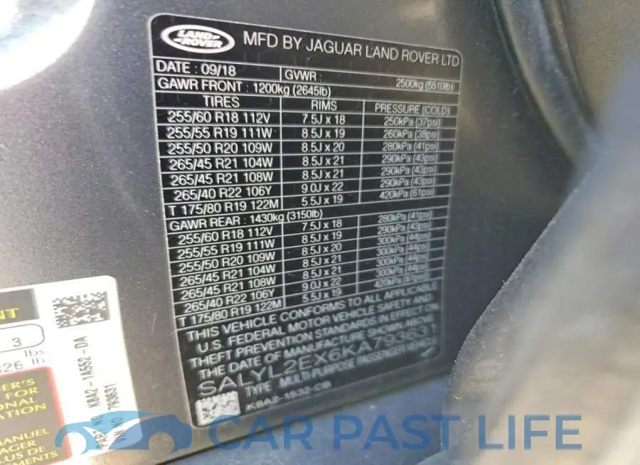 SALYL2EX6KA793631# 14