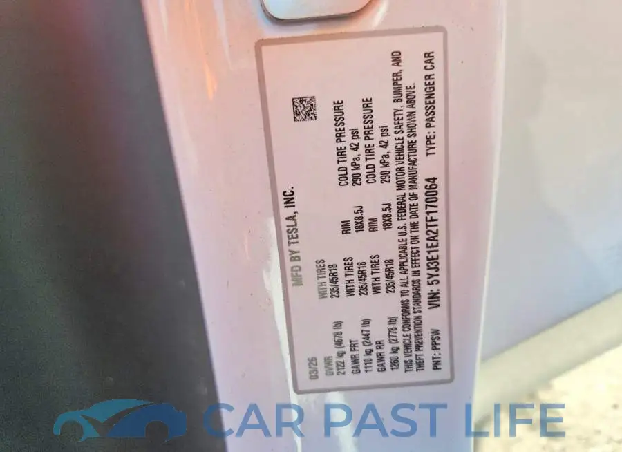 5YJ3E1EA2TF170064# 12