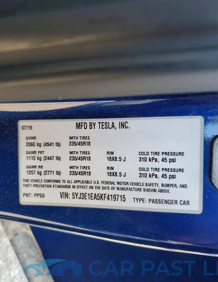 5YJ3E1EA5KF419715# 12