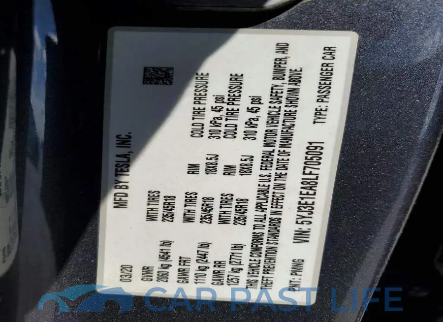 5YJ3E1EA8LF705091# 12