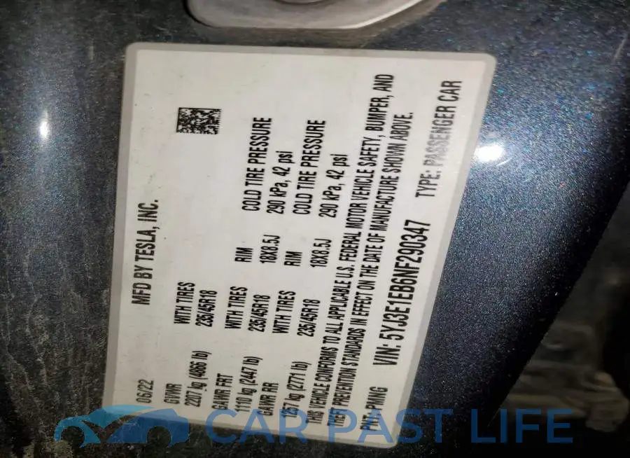 5YJ3E1EB6NF290347# 12