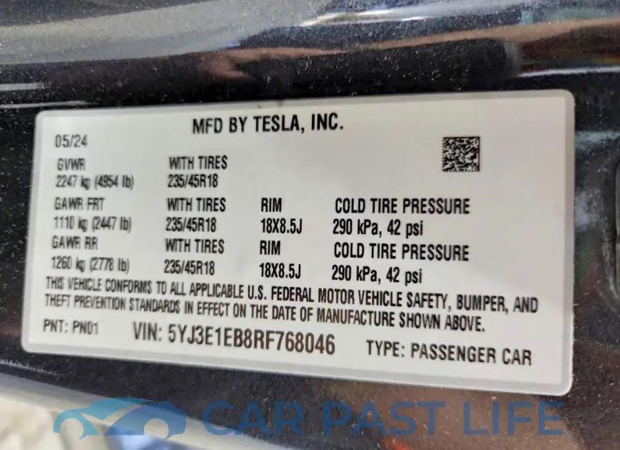 5YJ3E1EB8RF768046# 12