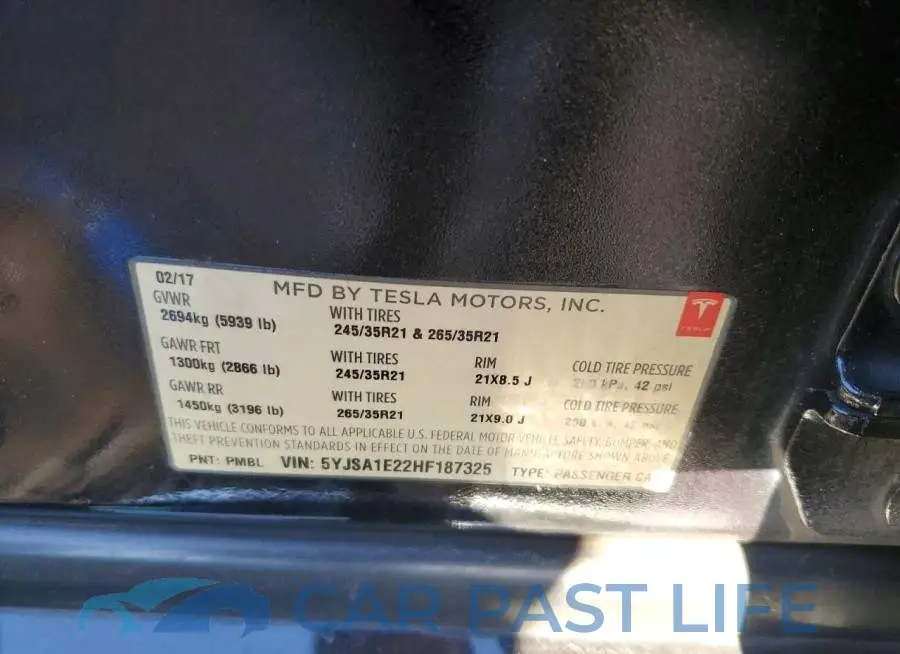 5YJSA1E22HF187325# 12