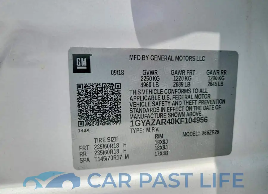 1GYAZAR40KF104956# 13