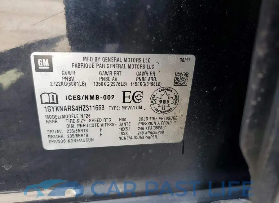 1GYKNARS4HZ311663# 12
