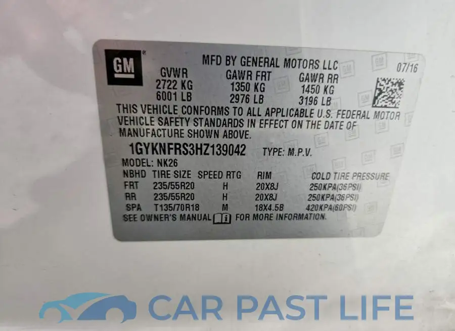 1GYKNFRS3HZ139042# 13