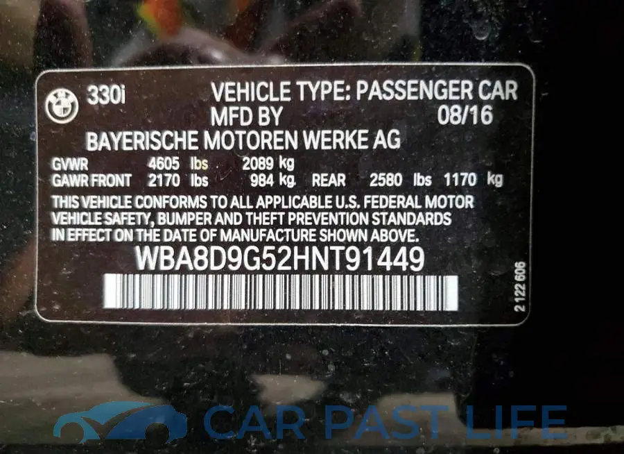 WBA8D9G52HNT91449# 13