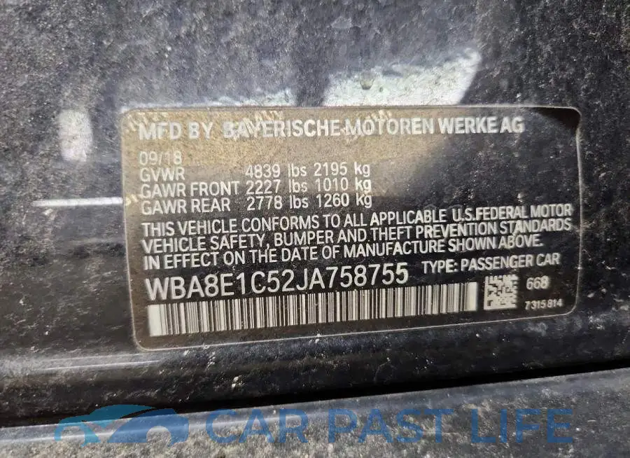 WBA8E1C52JA758755# 12