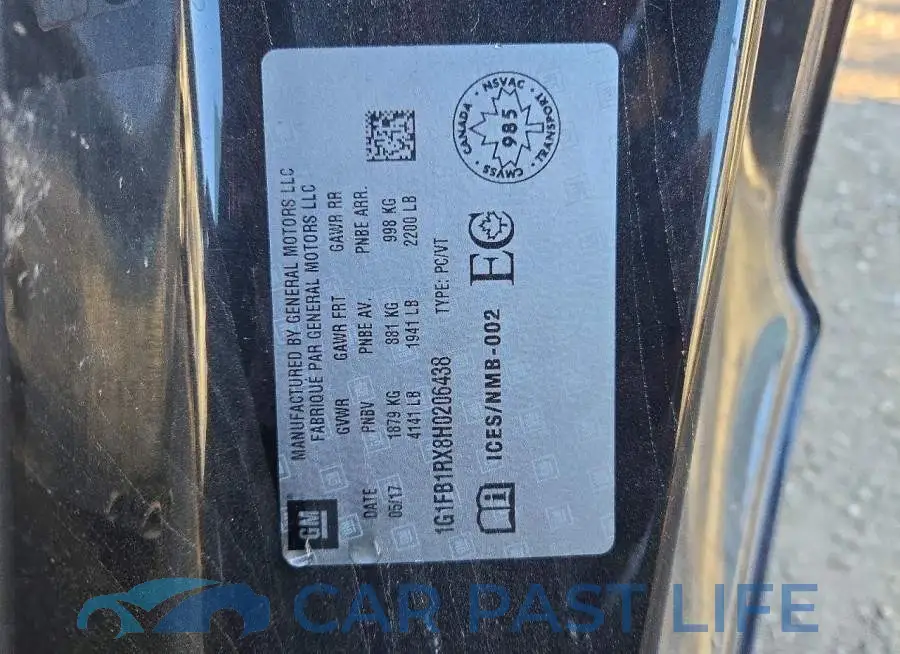 1G1FB1RX8H0206438# 12